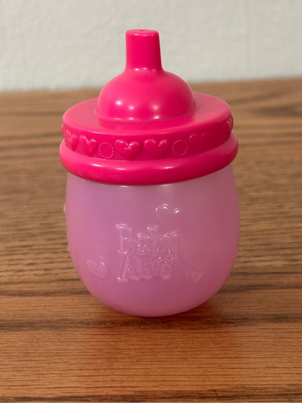 Baby Alive Kitty Hearts Pink Replacement Bottle Sippy Cup Hasbro 3 inch